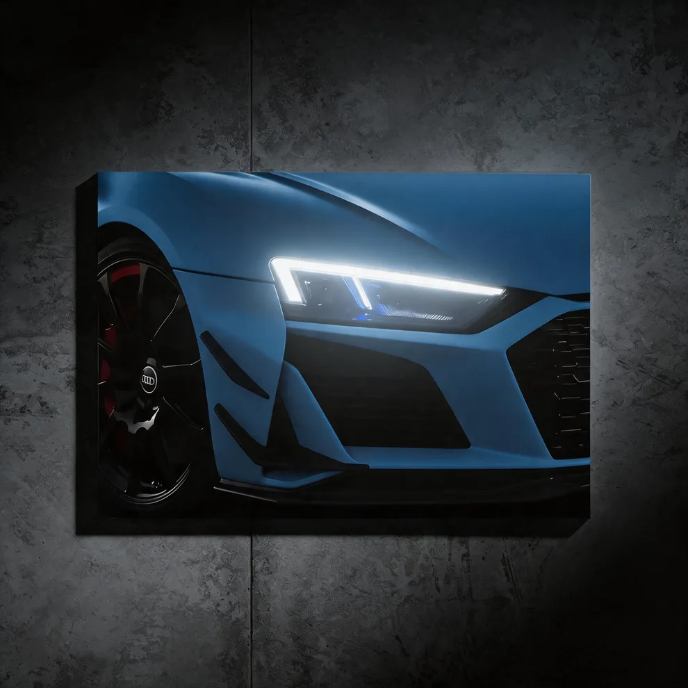 Audi R8 – White - LED Light Painting Wall Art