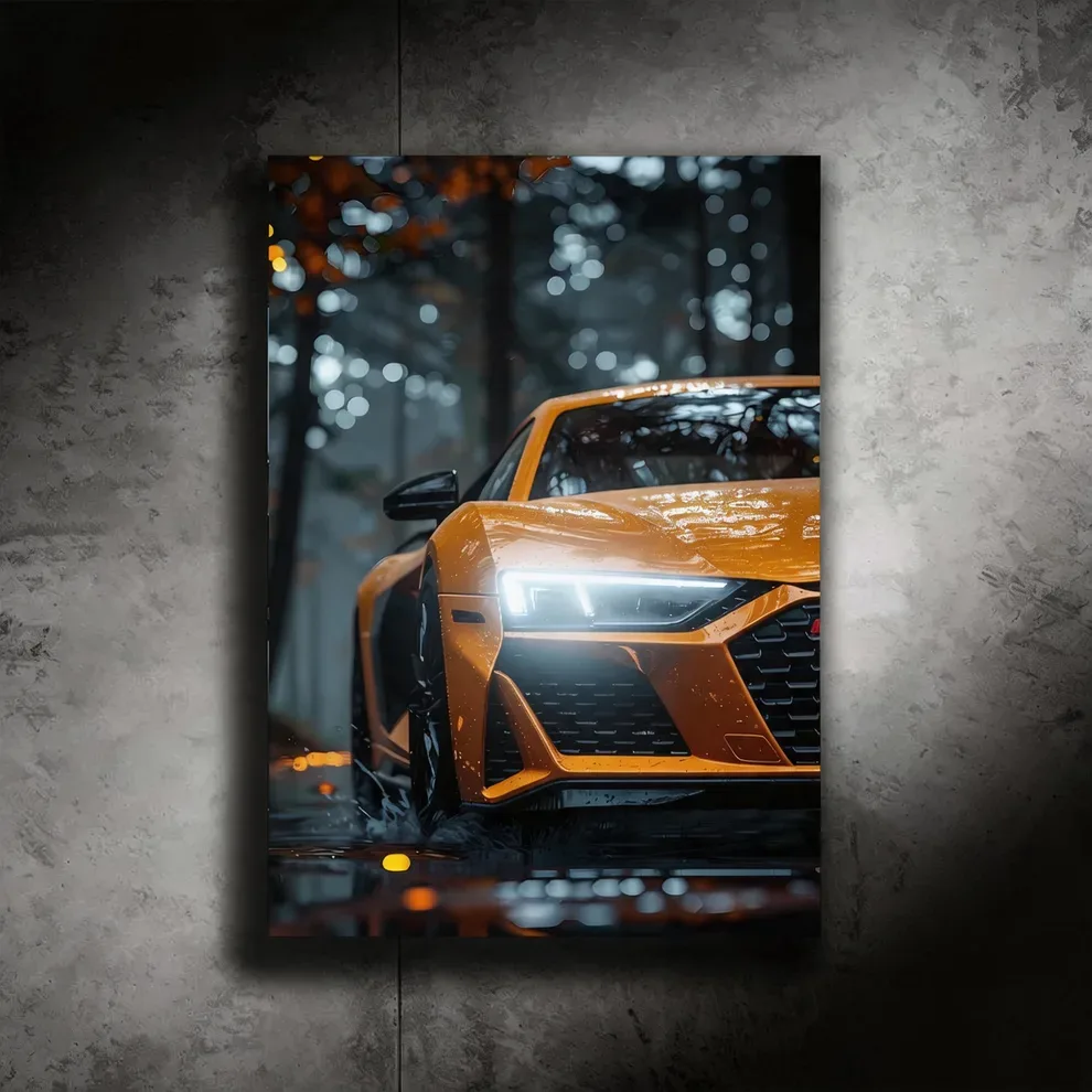 Audi R8 Yellow Edition - LED Light Painting Wall Art