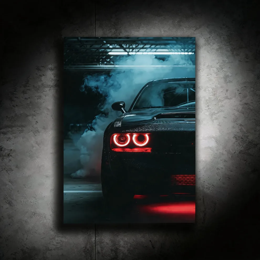 Dodge Hellcat Style 03 - LED Light Painting Wall Art