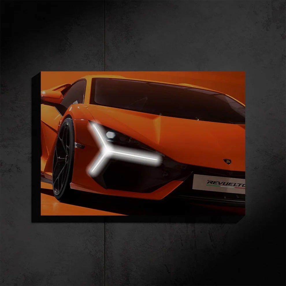 C Lamborghini Oragne - LED Light Painting Wall Art
