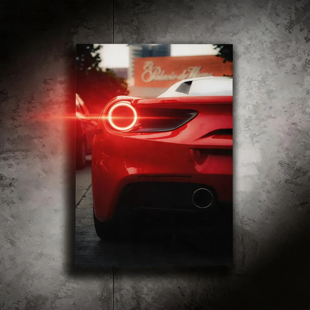 Ferrari 488 - LED Light Painting Wall Art