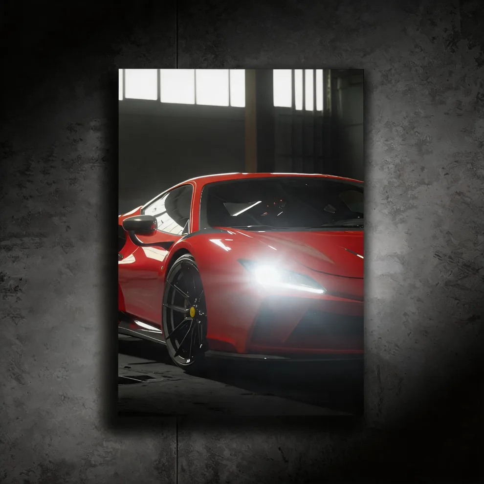 Ferrari F8 - LED Light Painting Wall Art