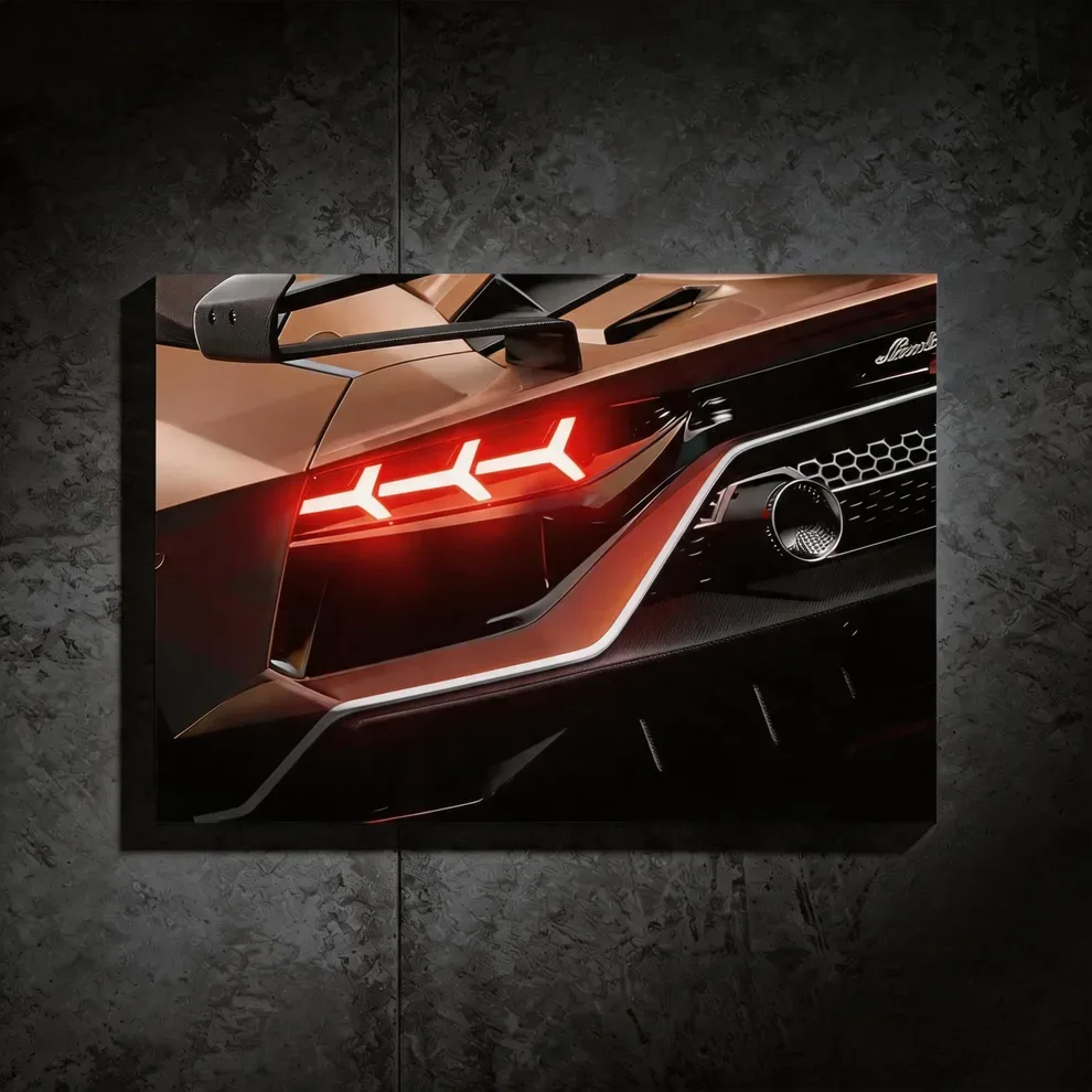 Lambrghini Svj Tailights - LED Light Painting Wall Art
