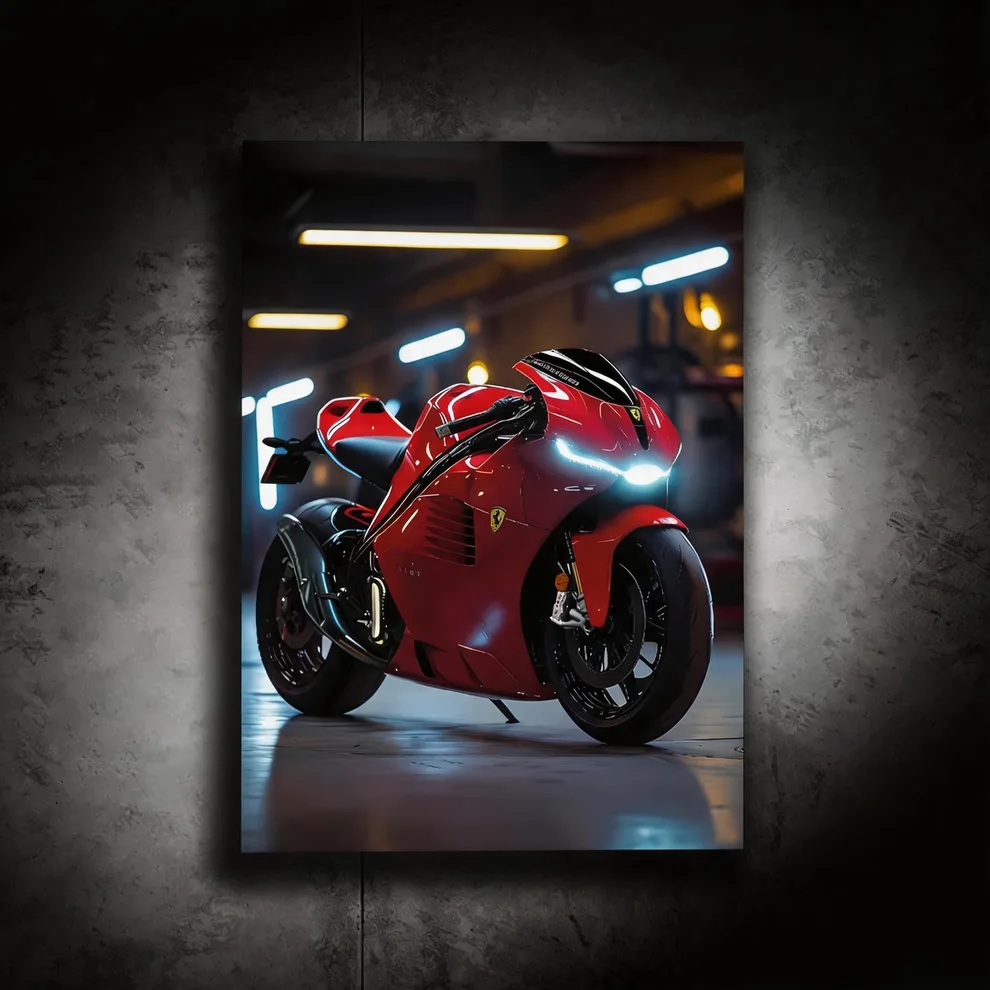 Xa Ferrari Motorcycle 1 - LED Light Painting Wall Art