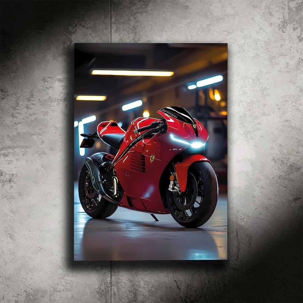 Xa Ferrari Motorcycle 1 LED wall art by ZYBAR