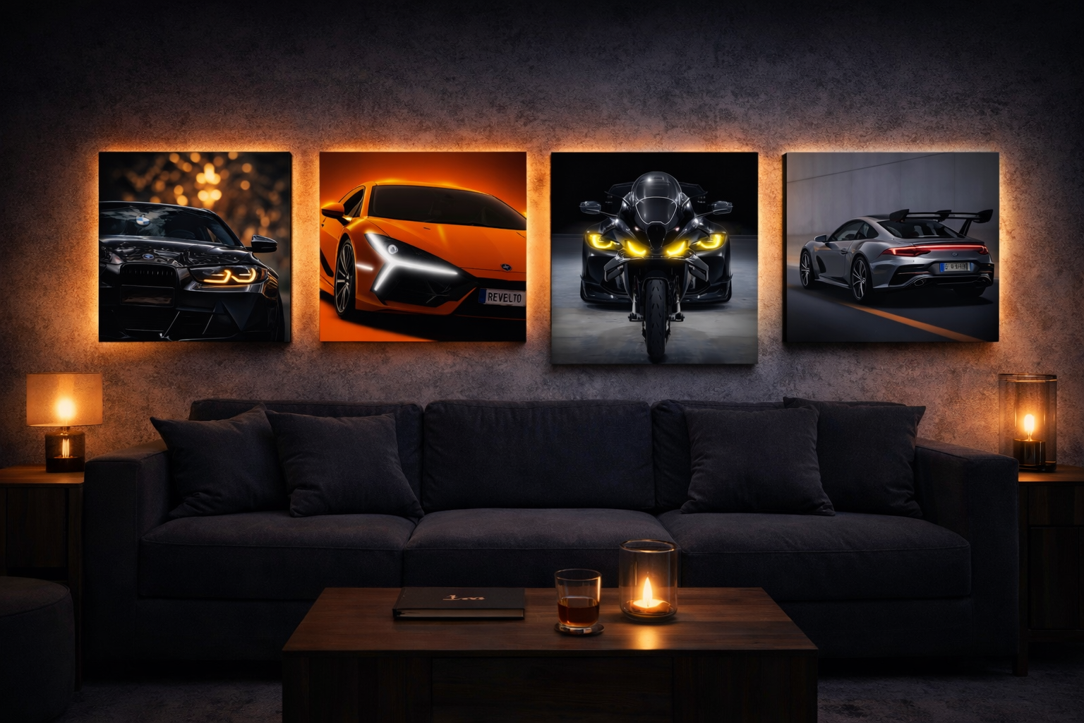 ZYBAR luxury LED car wall art hero – automotive light painting